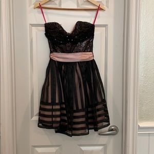 Betsy Johnson Black & Pink Sequin Dress